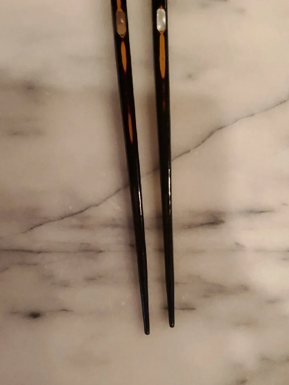 Japanese Black Lacquered Mother Of Pearl/Abalone Chopsticks